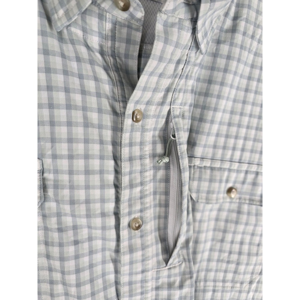 Poncho Bird Island Fishing Shirt Mens 3XL Blue Gingham Magnetic Pocket LS Vented - Picture 15 of 16
